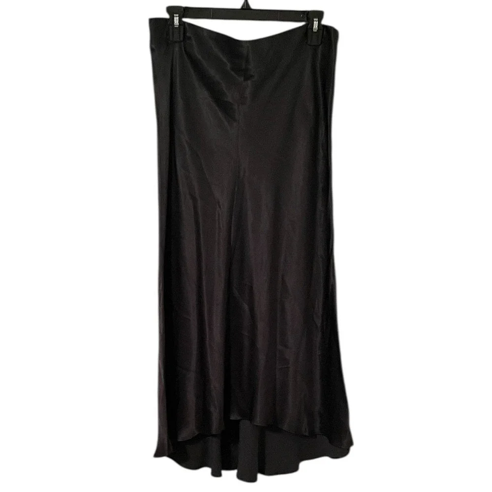 MNG Suit Women's‎ Black/Dark Forest Green Silky Flowy High Low Maxi Skirt Size M